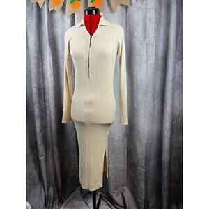 New VERO MODA Women's Size M MILLA V-neck Light Brown Knit Dress